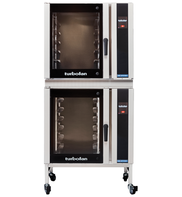 Turbofan E35T6-30/2C Full Size Electric Convection Oven Touch Screen Control with Castor Base Stand Double Stacked