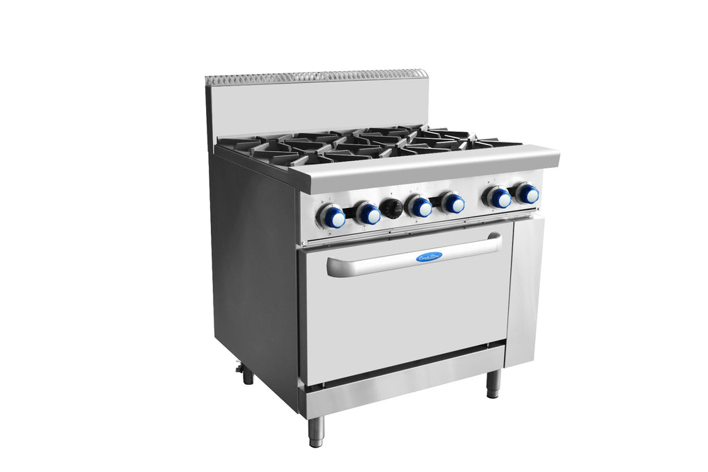 Cookrite AT80G6B-O-NG 6 Burner Oven Range - Natural Gas (900mm Wide)