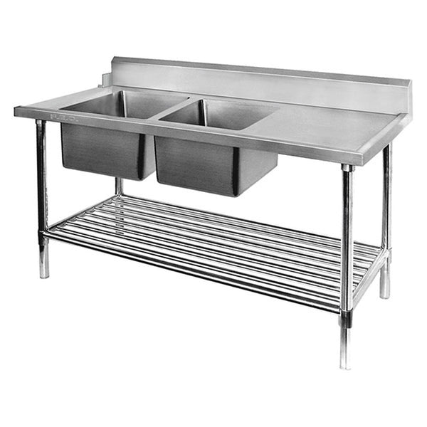 MODULAR SYSTEMS DSBD7-2400L/A Left Inlet Double Sink Dishwasher Bench