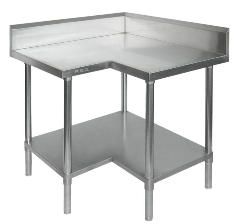 Stainless Steel Workbench, F.E.D, 0900-7-WBCB, Economic, Corner Work Bench, with Splashback