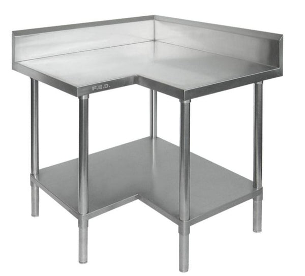 Stainless Steel Workbench, F.E.D, 0900-7-WBCB, Economic, Corner Work Bench, with Splashback
