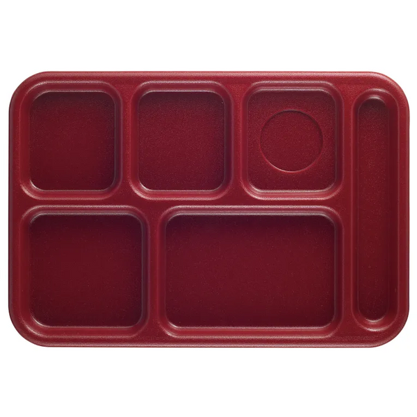 Cambro 10146CW416 I Camwear School Compartment Trays I 25.4 x 36.5 cm I Cranberry I Case of 12