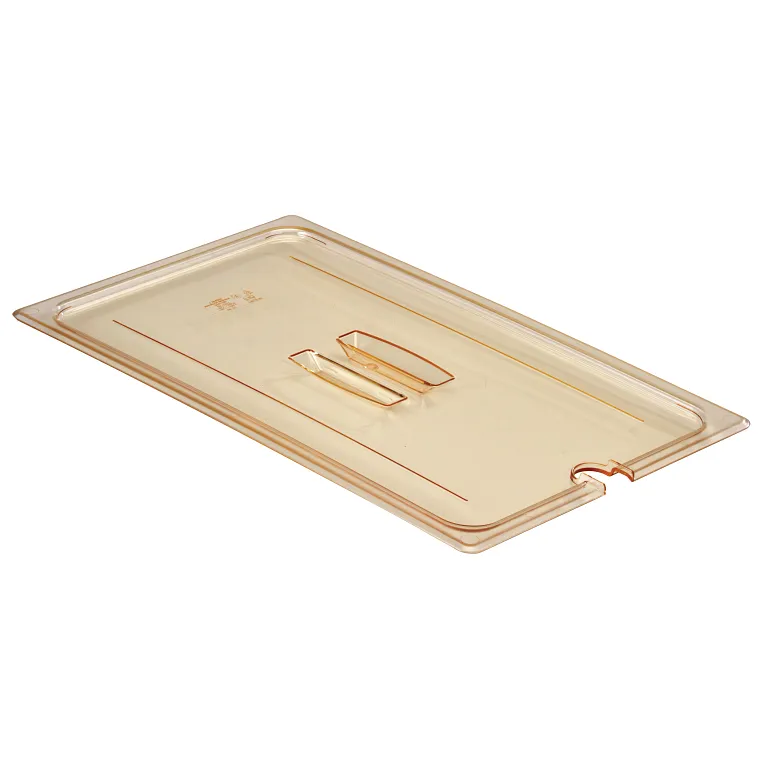 Cambro 10HPCHN150 I GN 1/1 High Heat H-Pan Lids I Notched Cover w/ Handle I Amber I Case of 6
