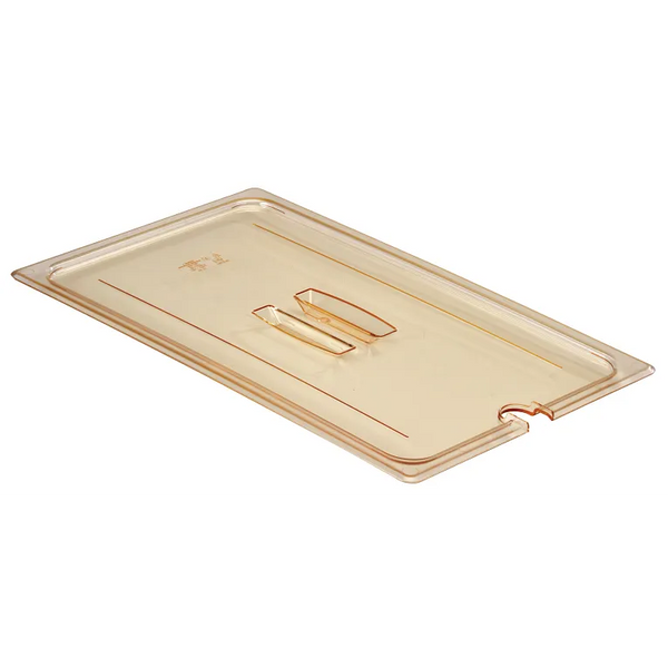 Cambro 10HPCHN150 I GN 1/1 High Heat H-Pan Lids I Notched Cover w/ Handle I Amber I Case of 6