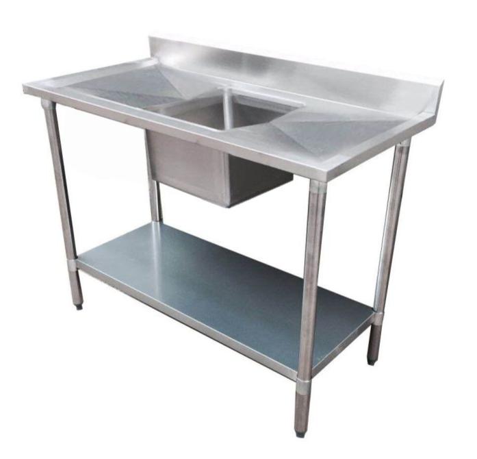 Stainless Steel Sink Bench, F.E.D, 1200-7-SSBC, Economic 304 Grade, Single Sink, Centre Sink