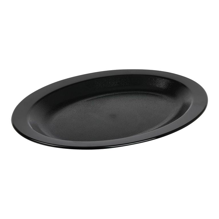 Cambro 120CWP110 I Camwear Dinnerware Plates I Oval I Narrow Rim I Black I Case of 24