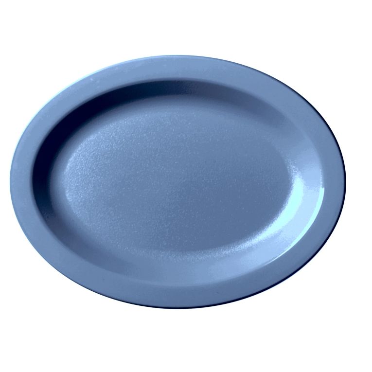 Cambro 120CWP401 I Camwear Dinnerware Plates I Oval I Narrow Rim I Slate Blue I Case of 24