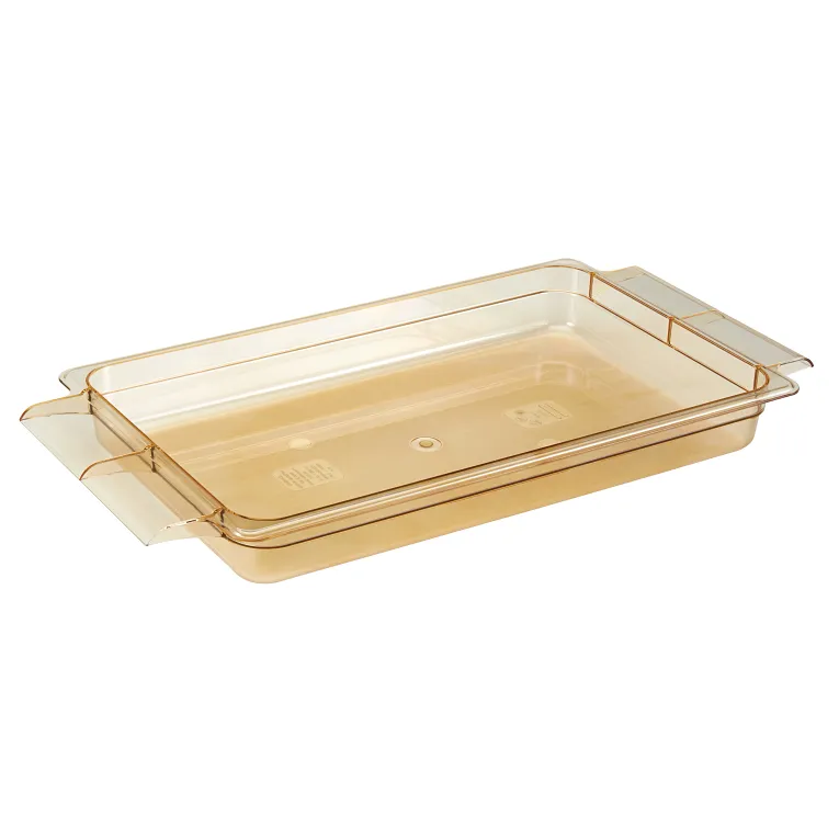 Cambro 12HPH150 I GN 1/1 H-Pan High Heat Food Pans With Handle 65 mm Deep I 8.42L I Amber I Case of 6