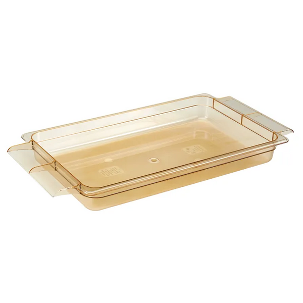 Cambro 12HPH150 I GN 1/1 H-Pan High Heat Food Pans With Handle 65 mm Deep I 8.42L I Amber I Case of 6