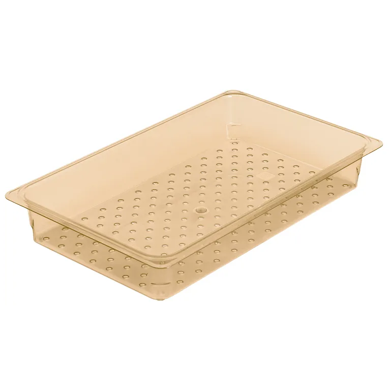 Cambro 13CLRHP150 I GN 1/1 H-Pan High Heat Colander Food Pans 76 mm Deep I Amber I Case of 6