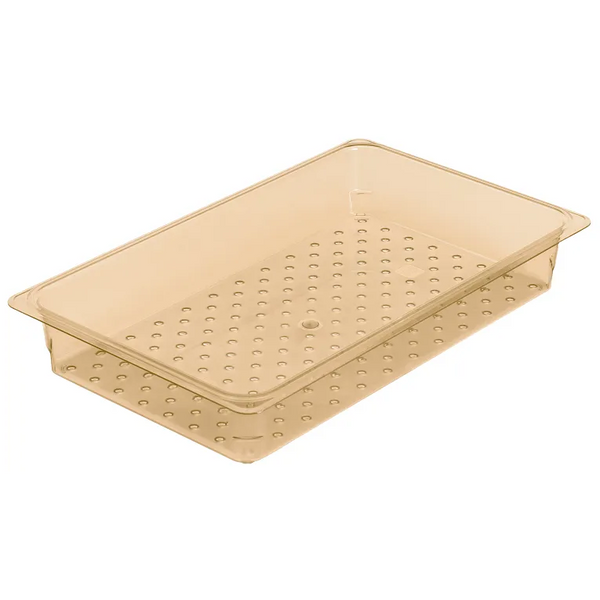 Cambro 13CLRHP150 I GN 1/1 H-Pan High Heat Colander Food Pans 76 mm Deep I Amber I Case of 6