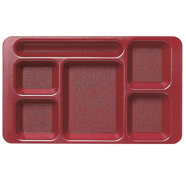 Cambro 1596CW416 I Camwear 2 X 2 Compartment Trays I 22.9 x 38 cm I Cranberry I Case of 24
