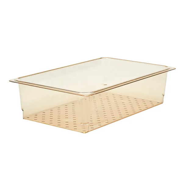 Cambro 15CLRHP150 I GN 1/1 H-Pan High Heat Colander Food Pans 127 mm Deep I Amber I Case of 6