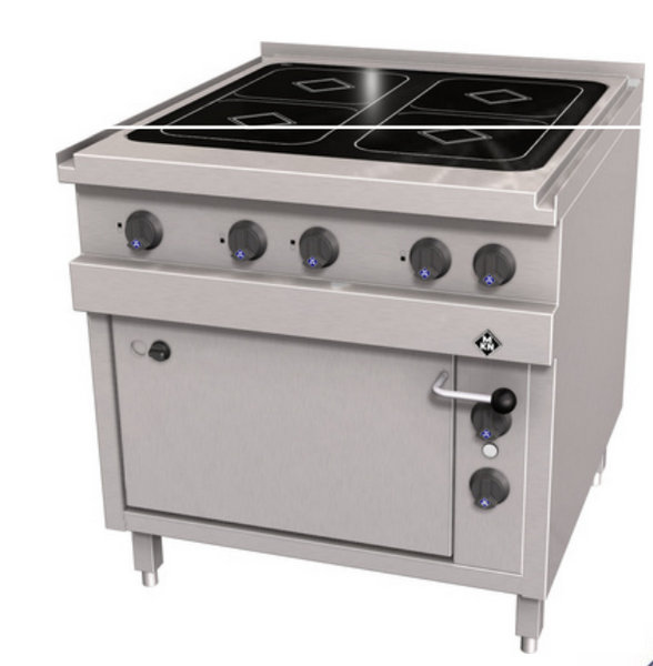 MKN 2023406 | Electric Ceramic Range | with 4-Zone Hob |with 2/1 GN Electric Oven| Vitro 2 x 270 Optima 850 | Cooking Range