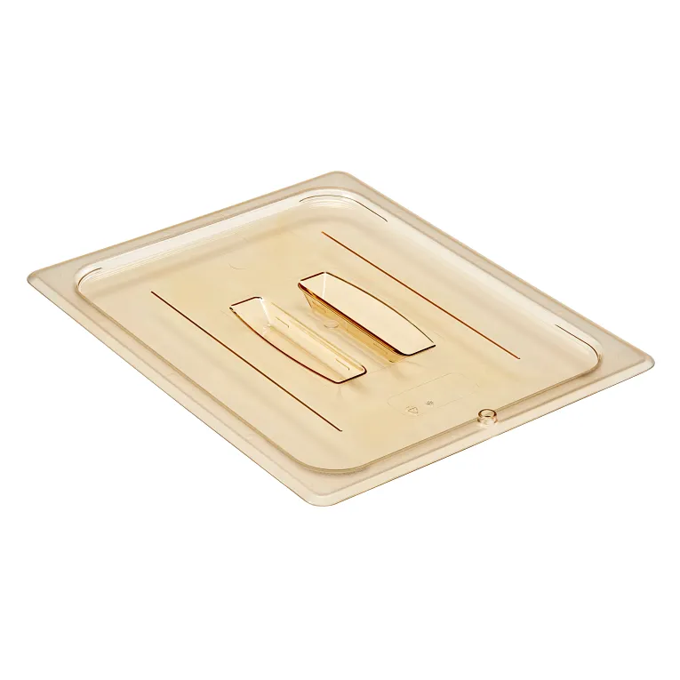 Cambro 20HPCH150 I GN 1/2 High Heat H-Pan Lids I Cover w/ Handle I Amber I Case of 6