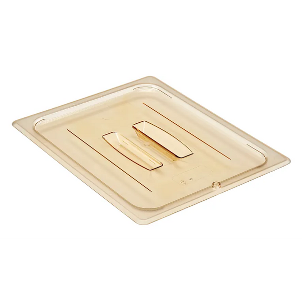 Cambro 20HPCH150 I GN 1/2 High Heat H-Pan Lids I Cover w/ Handle I Amber I Case of 6