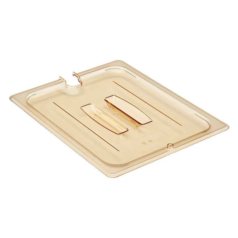 Cambro 20HPCHN150 I GN 1/2 High Heat H-Pan Lids I Notched Cover w/ Handle I Amber I Case of 6