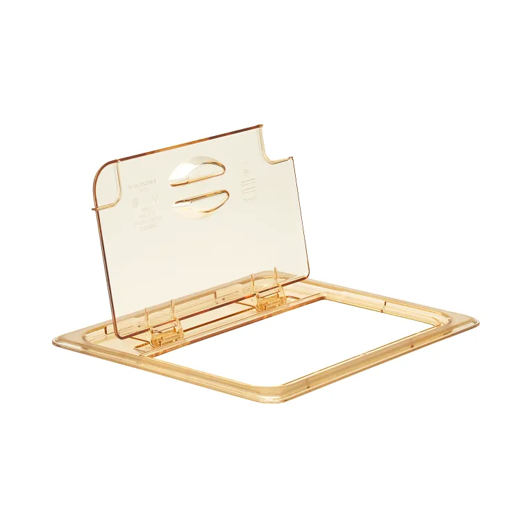 Cambro 20HPCHN150 I GN 1/2 High Heat H-Pan Notched FlipLids I Amber I Case of 6