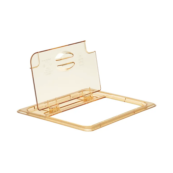 Cambro 20HPCHN150 I GN 1/2 High Heat H-Pan Notched FlipLids I Amber I Case of 6