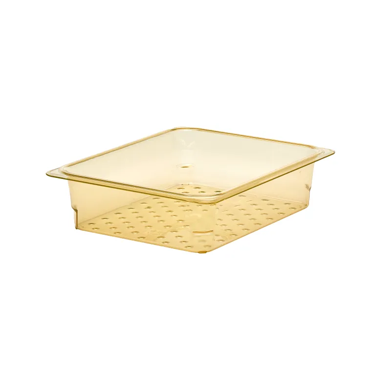 Cambro 23CLRHP150 I GN 1/2 H-Pan High Heat Colander Food Pans 76 mm Deep I Amber I Case of 6