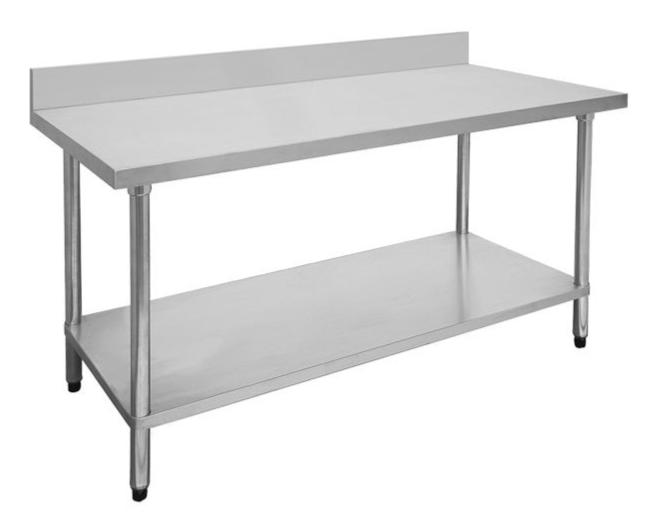 Stainless Steel Table, F.E.D, 2400-6-WBB, Economic 304 Grade, Kitchen Work Table, with Splashback