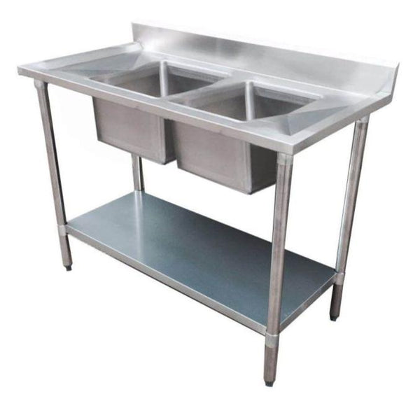 Stainless Steel Sink Bench, F.E.D, 2400-7-DSBC, Grade SS, Centre Sink, Double Sink Bench