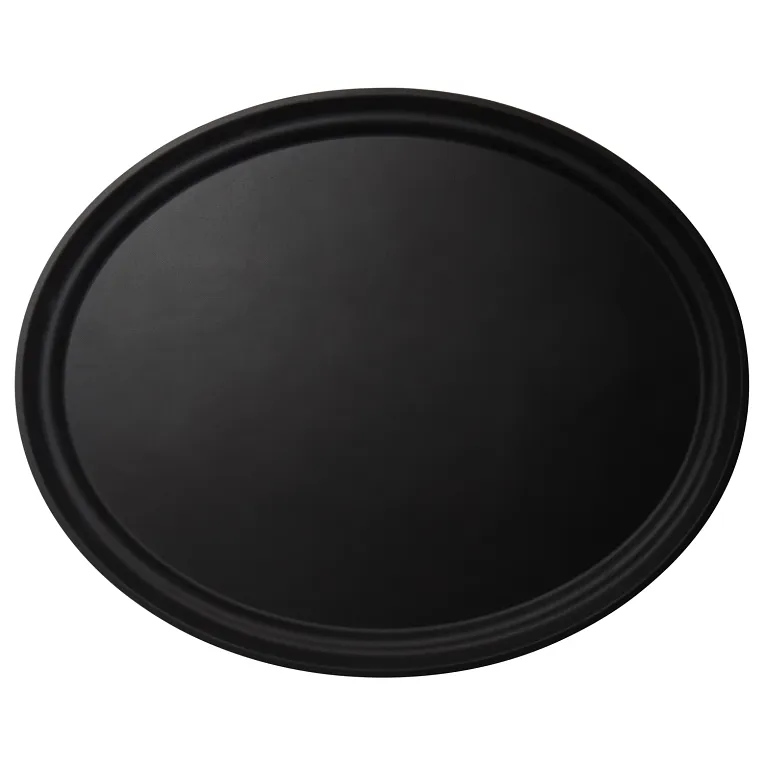Cambro 2500CT110 I Camtread Oval - Low Profile Shape Trays I 19" x 23" I Black I Case of 6