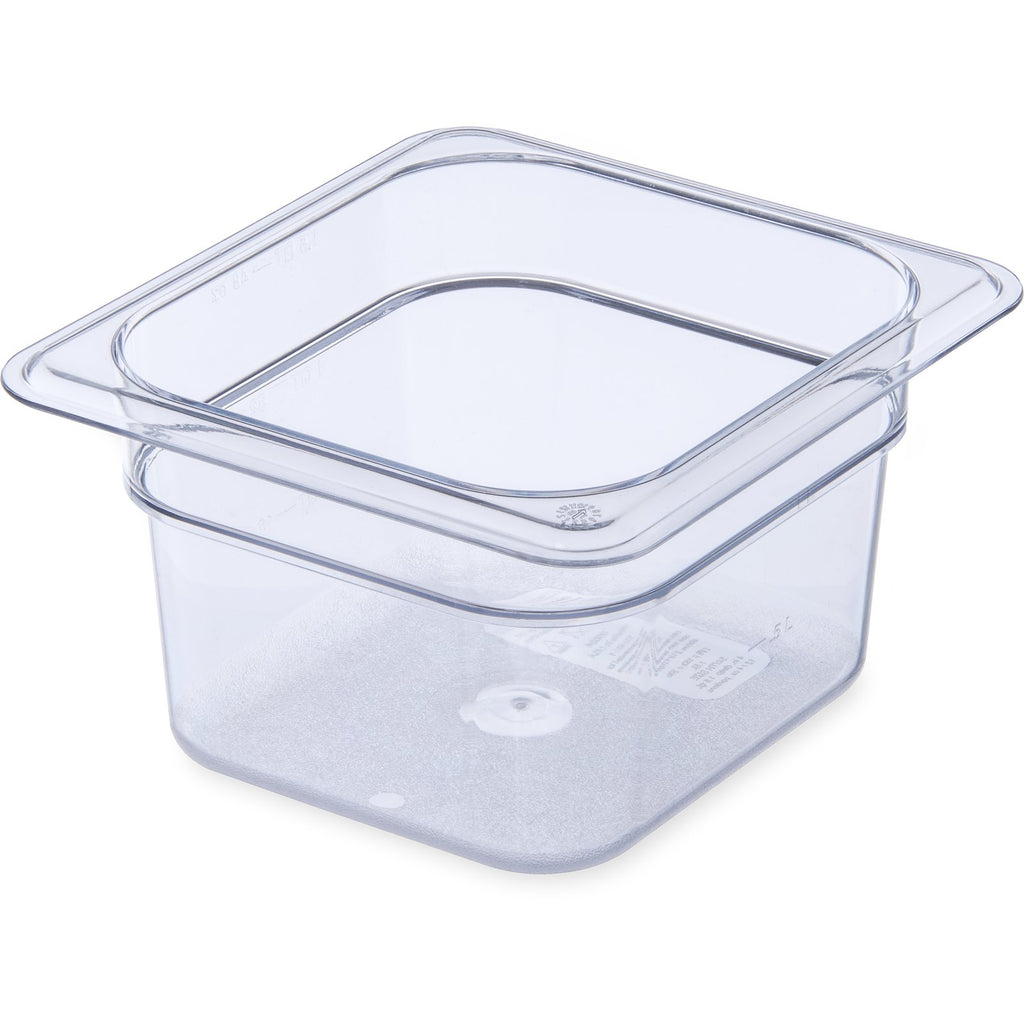 Carlisle 3068407 | StorPlus™ Polycarbonate Food Pan 1/6 Size | 100mm Deep | Clear | 1.9L | Case of 6