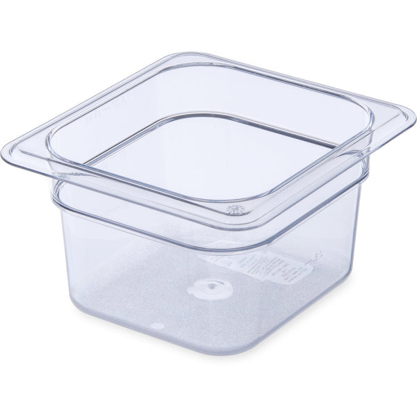 Carlisle 3068407 | StorPlus™ Polycarbonate Food Pan 1/6 Size | 100mm Deep | Clear | 1.9L | Case of 6