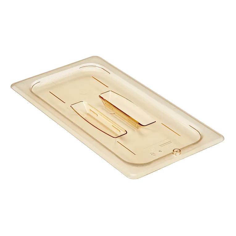 Cambro 30HPCH150 I GN 1/3 High Heat H-Pan Lids I Cover w/ Handle I Amber I Case of 6
