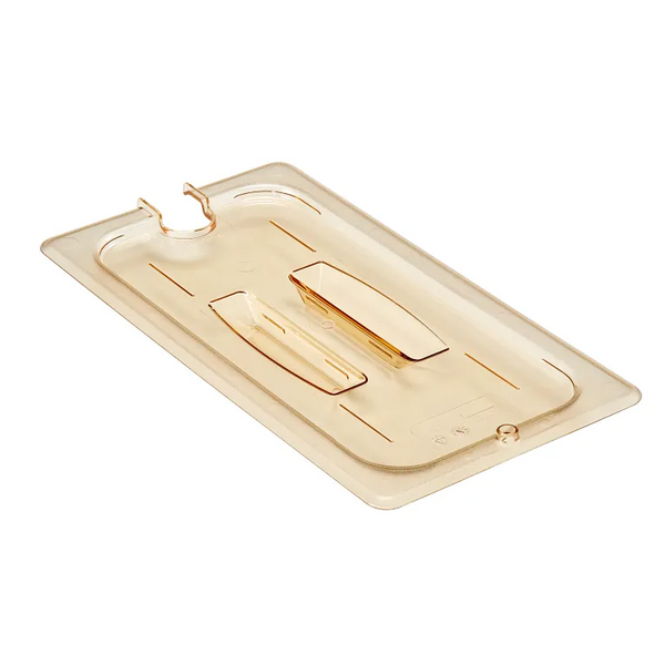 Cambro 30HPCHN150 I GN 1/3 High Heat H-Pan Lids I Notched Cover w/ Handle I Amber I Case of 6