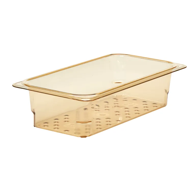 Cambro 33CLRHP150 I GN 1/3 H-Pan High Heat Colander Food Pans 76 mm Deep I Amber I Case of 6