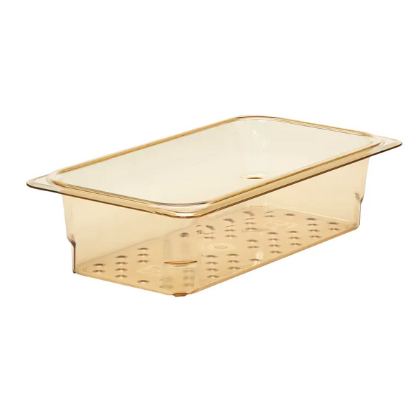 Cambro 33CLRHP150 I GN 1/3 H-Pan High Heat Colander Food Pans 76 mm Deep I Amber I Case of 6