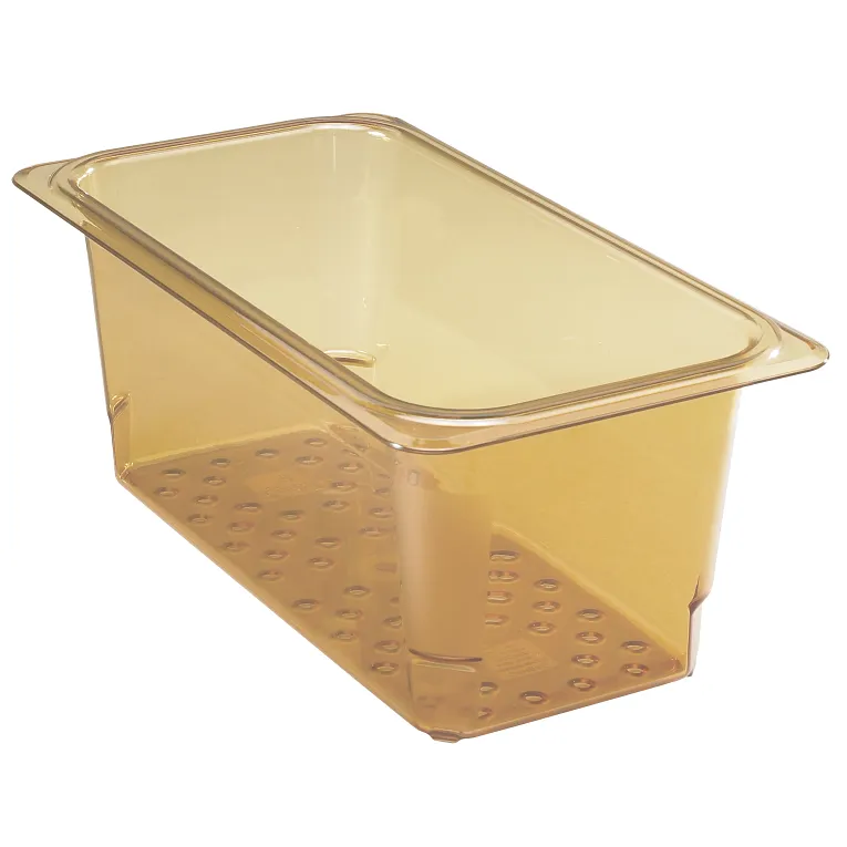 Cambro 35CLRHP150 I GN 1/3 H-Pan High Heat Colander Food Pans 127 mm Deep I Amber I Case of 6