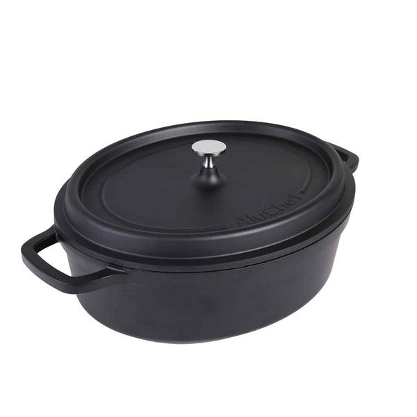 AluChef AP-3529-11 | Casserole | Roaster Oval | Matte Black Casserole | W Metal Handle | 8.1L