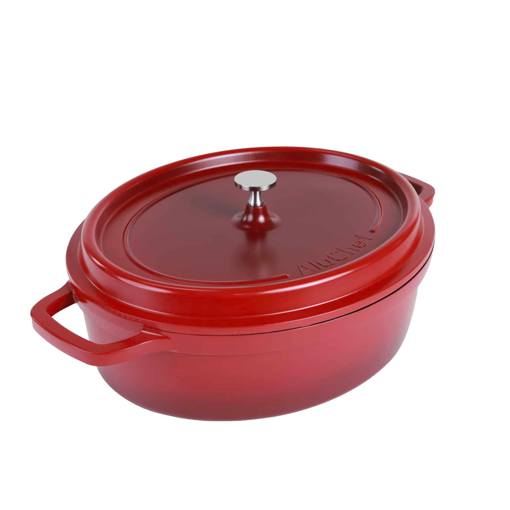 AluChef AP-3529-08 | Casserole | Roaster Oval | Red Casserole | W Metal Handle | 8.1L