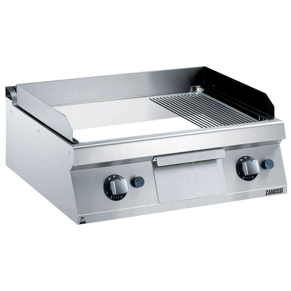 Zanussi 372041 EVO700 Gas 800mm 2/3 Smooth 1/3 Ribbed Polished Chrome Plate Fry Top