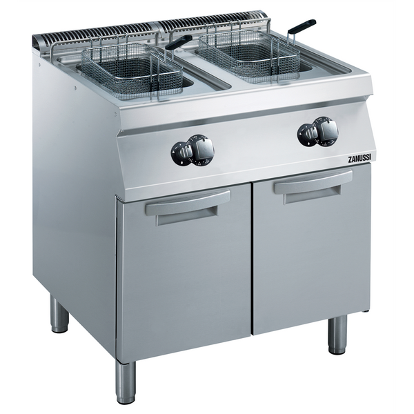 Zanussi 372071 EVO700 Gas 800mm Twin Well 2 x 15L Dual Basket Freestanding V-Shaped Deep Fryer