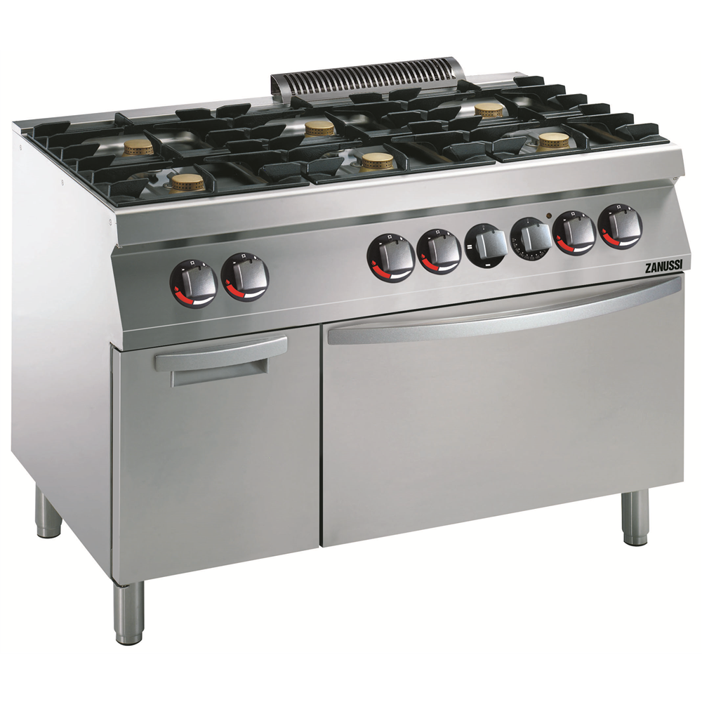 Zanussi 372152 EVO700 Gas 1200mm 6 Open Burners with Electric Static Oven + Cupboard