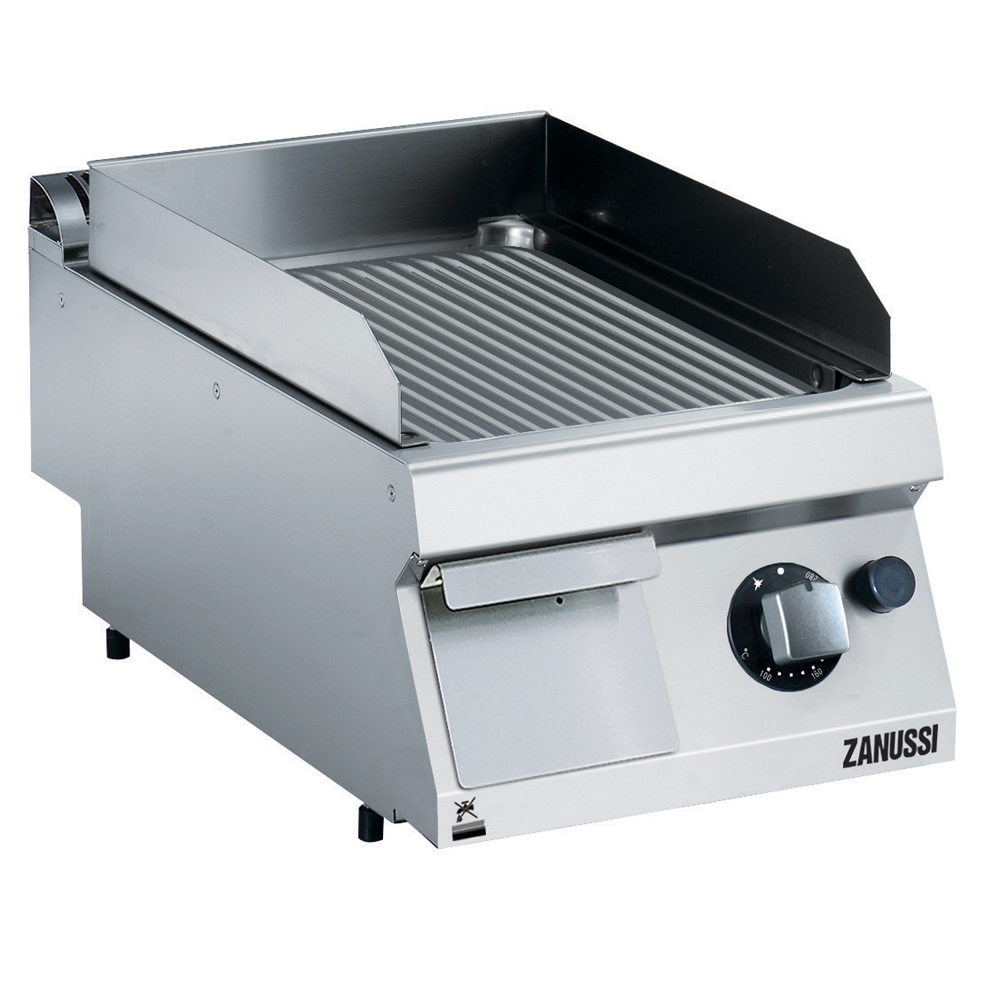 Zanussi 372323 EVO700 Gas 400mm Ribbed Brushed Chrome Plate Fry Top