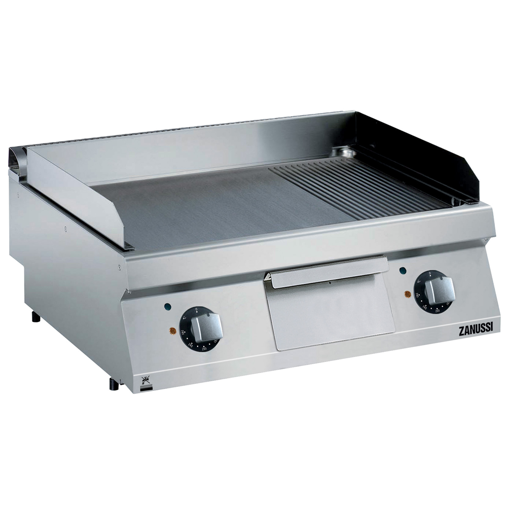 Zanussi 372347 EVO700 Electric 800mm Smooth & Ribbed Brushed Chrome Plate Fry Top
