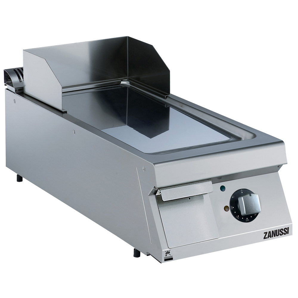 Zanussi 392072 EVO900 Electric 400mm Smooth Polished Chrome Sloped Plate Fry Top