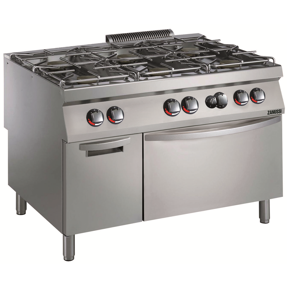 Zanussi 392263 EVO900 Gas 1200mm 6 Open Burners 36 MJ with Gas Static Oven & Cupboard