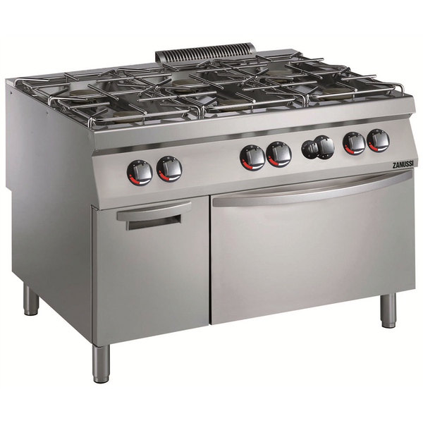 Zanussi 392263 EVO900 Gas 1200mm 6 Open Burners 36 MJ with Gas Static Oven & Cupboard