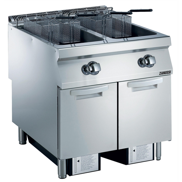 Zanussi 392332 EVO900 Gas 800mm Twin Well 2 x 23L Dual Basket Freestanding V-Shaped Deep Fryer