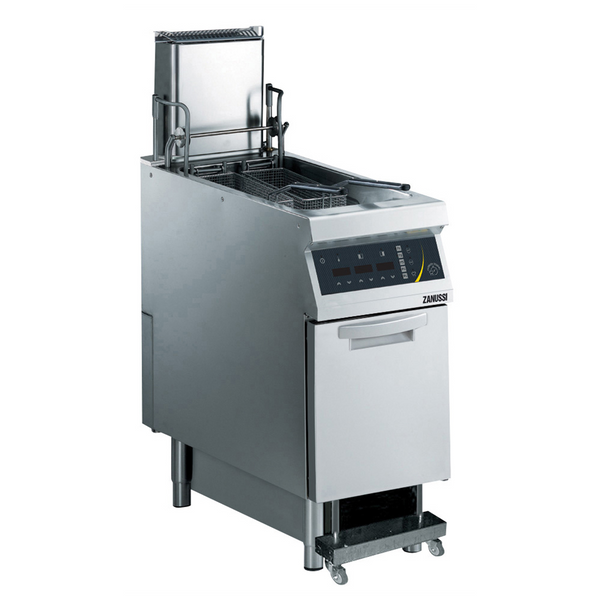 Zanussi 392345 EVO900 Electric 400mm Single Well 23L Freestanding V-Shaped Fryer with Control, Pump, Lift & Auto Cook