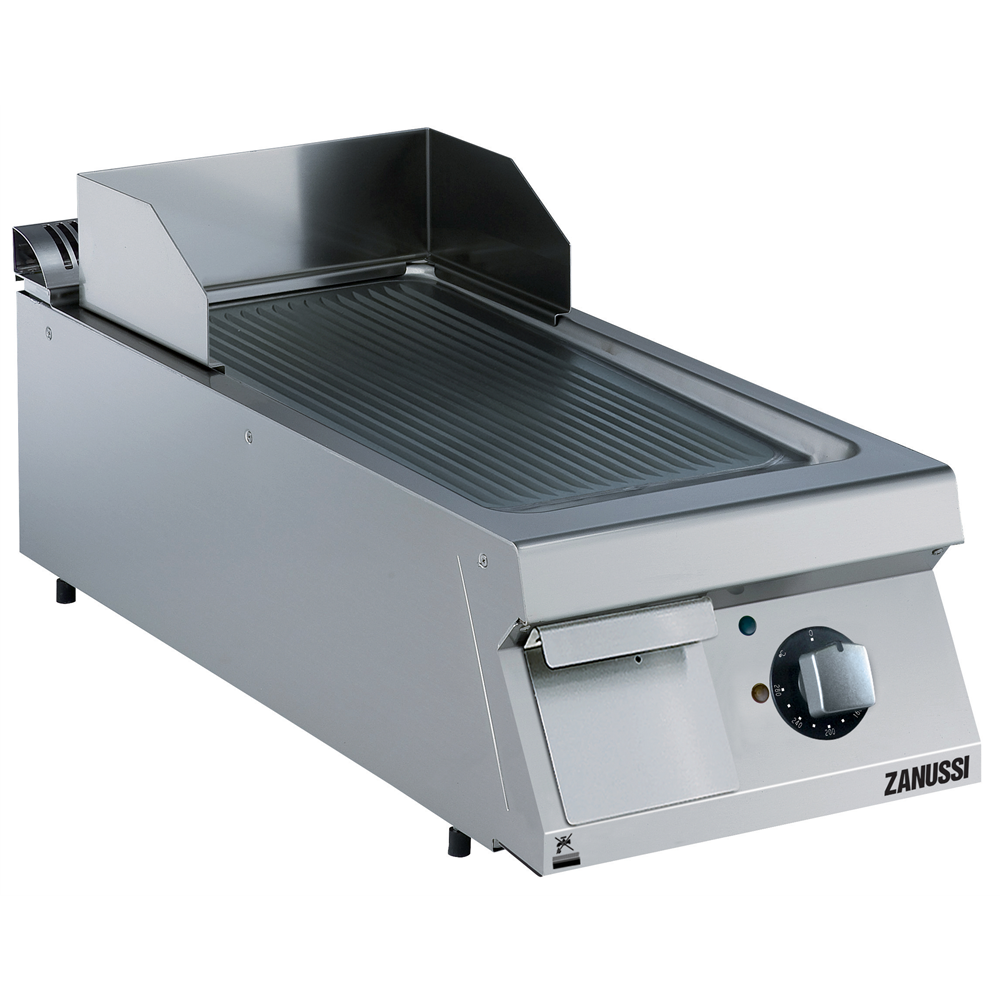 Zanussi 392356 EVO900 Electric 400mm Ribbed Brushed Chrome Sloped Plate Fry To