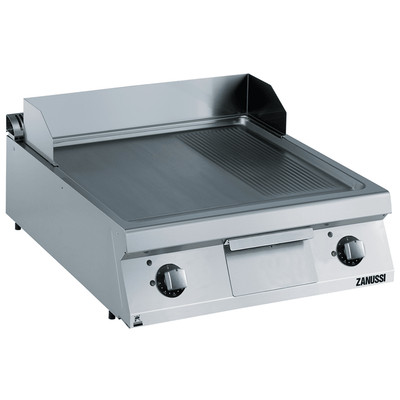 Zanussi 392358 EVO900 Electric 800mm 2/3 Smooth 1/3 Ribbed Brushed Chrome Horizontal Plate Fry Top