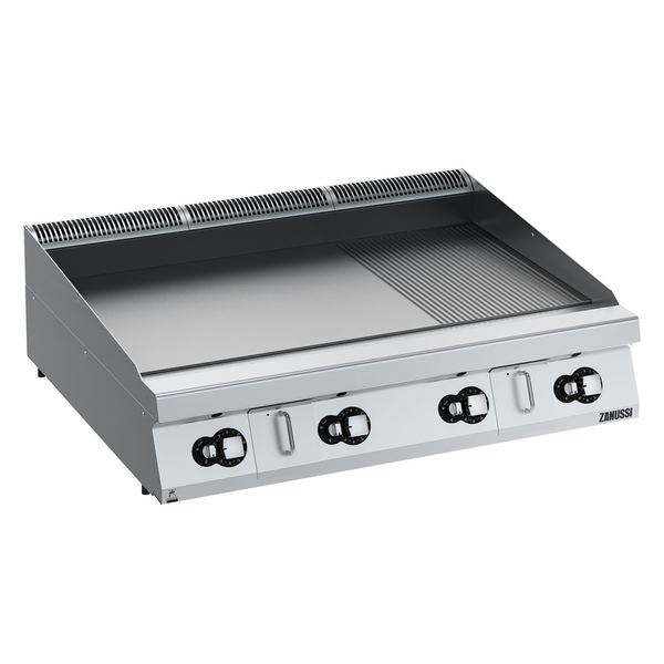 Zanussi 392407 EVO900 Gas 1200mm 2/3 Smooth 1/3 Ribbed Chromium Plate Fry Top -HP