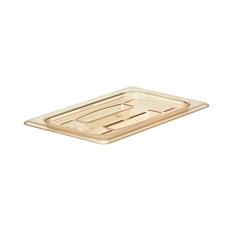 Cambro 40HPCH150 I GN 1/4 High Heat H-Pan Lids I Cover w/ Handle I Amber I Case of 6